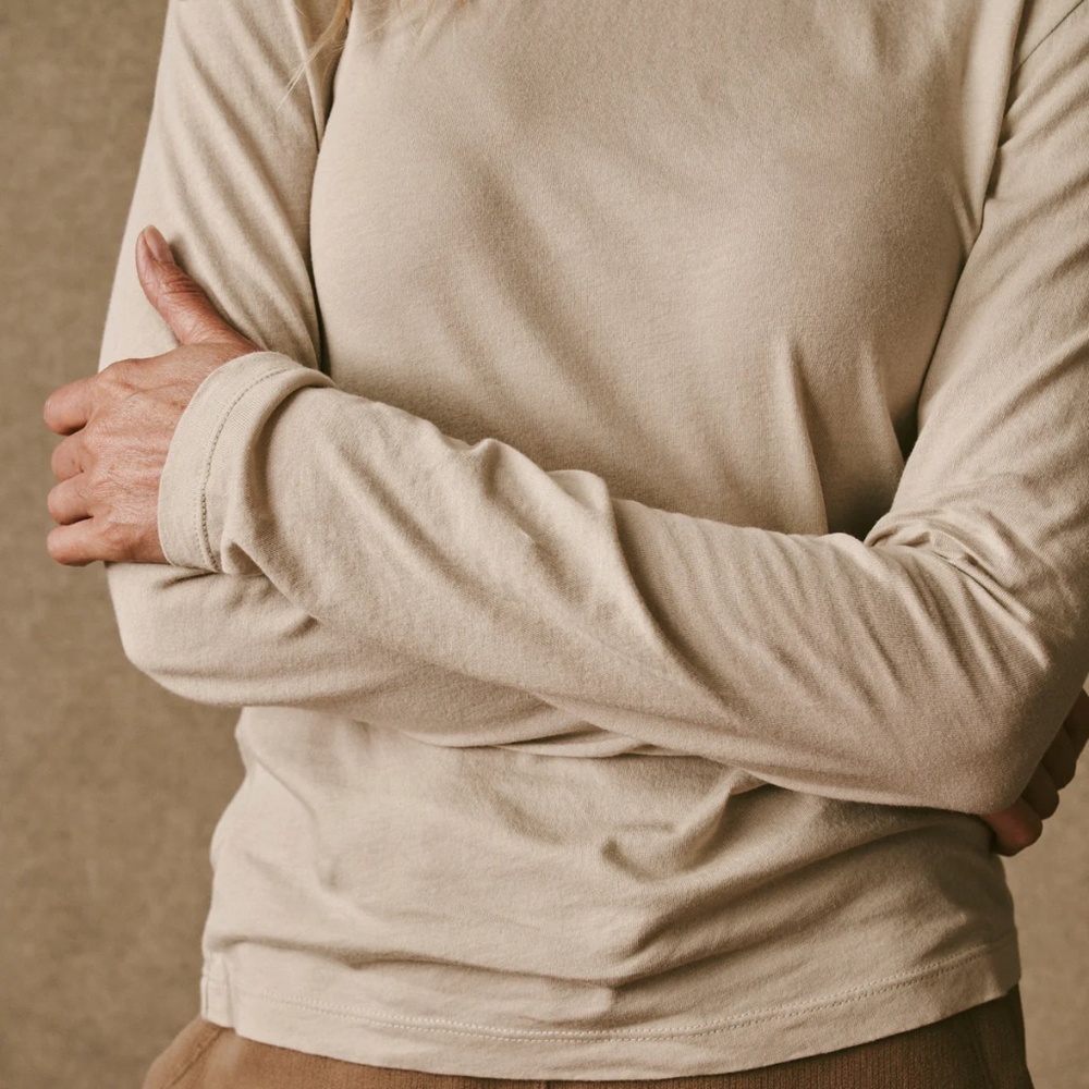 Buck Mason Women's Cloud Jersey Wool Blend Slim Made In USA Long Sleeve Top Tee